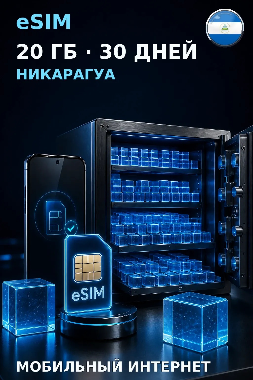 eSIM Никарагуа — 20 ГБ, 30 дней — интернет