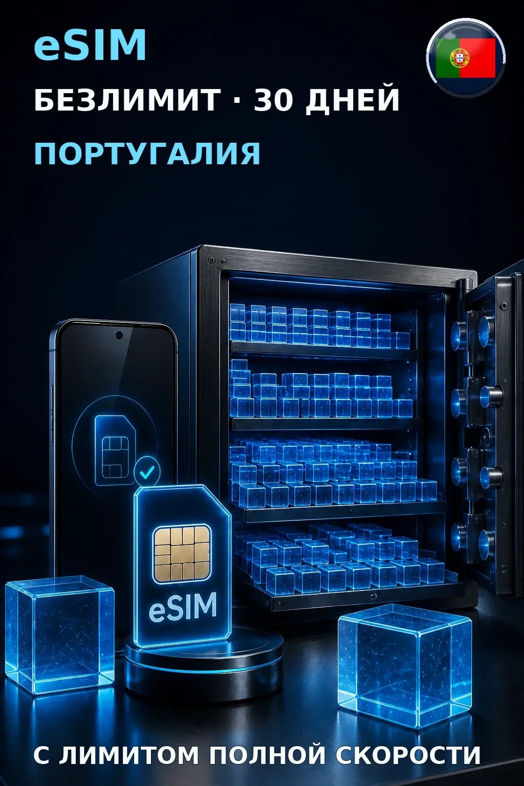 eSIM Португалия — БЕЗЛИМИТ, 30 дней — интернет