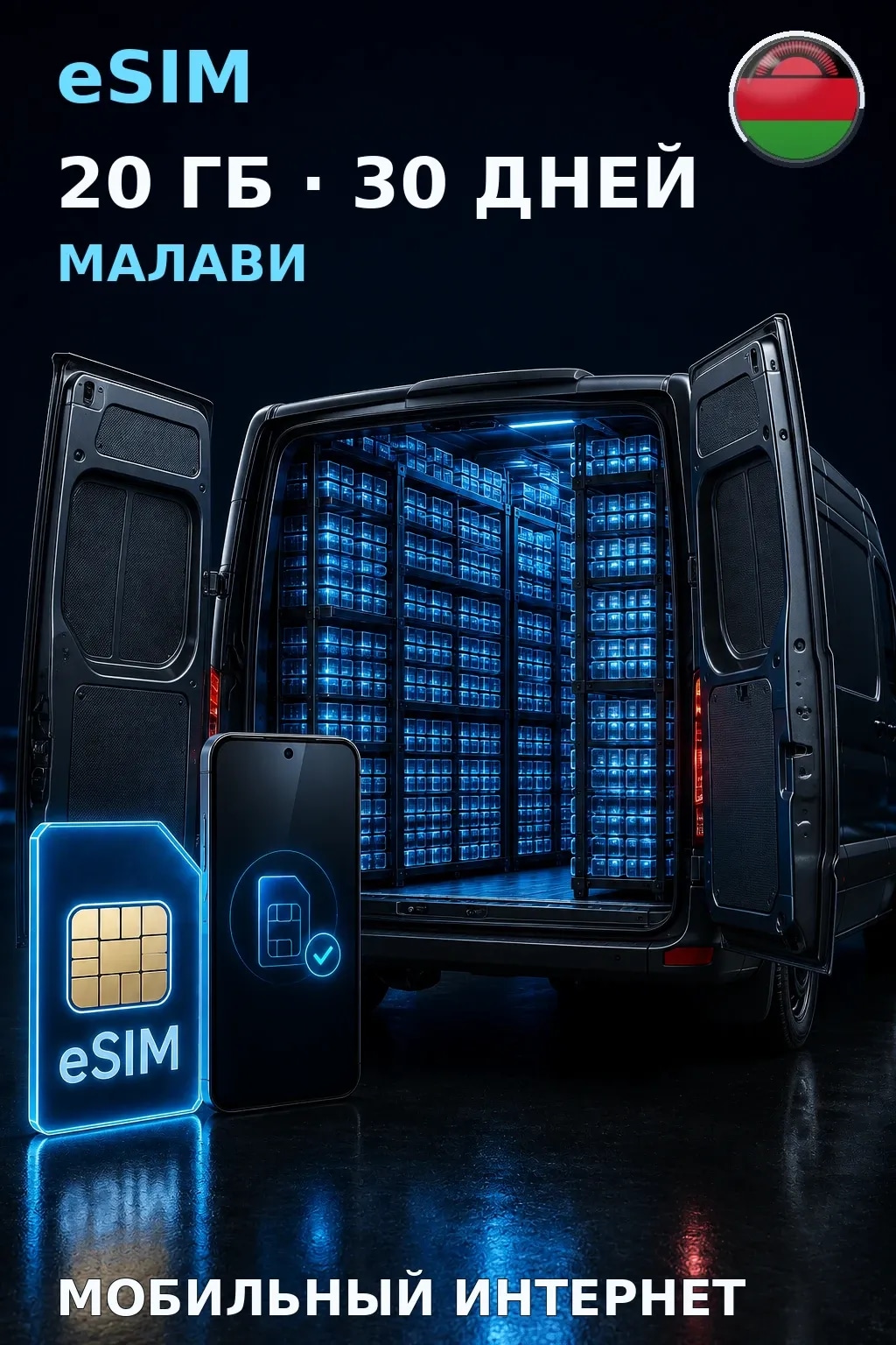 eSIM Малави — 20 ГБ, 30 дней — интернет