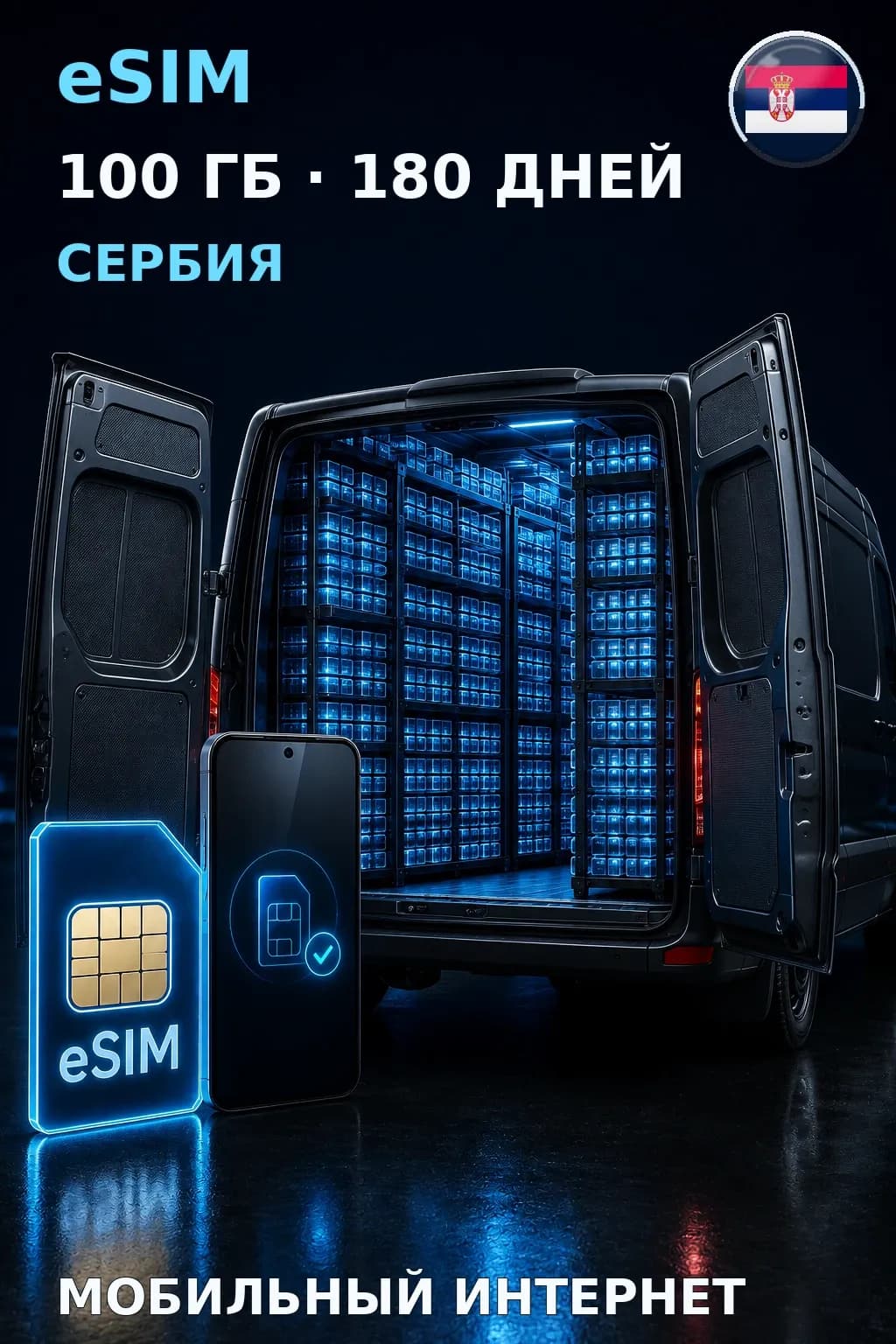 eSIM Сербия — 100 ГБ, 180 дней — интернет
