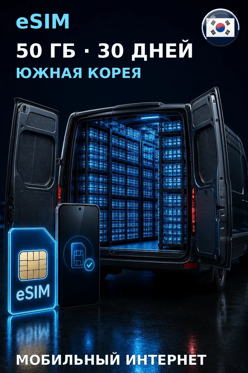 eSIM Южная Корея — 50 ГБ, 30 дней — интернет