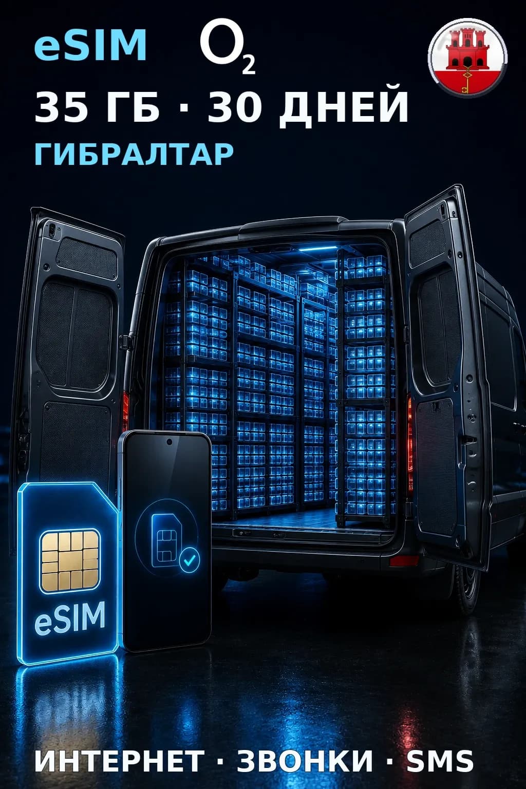 eSIM Гибралтар — 35 ГБ, 30 дней — интернет, звонки и SMS