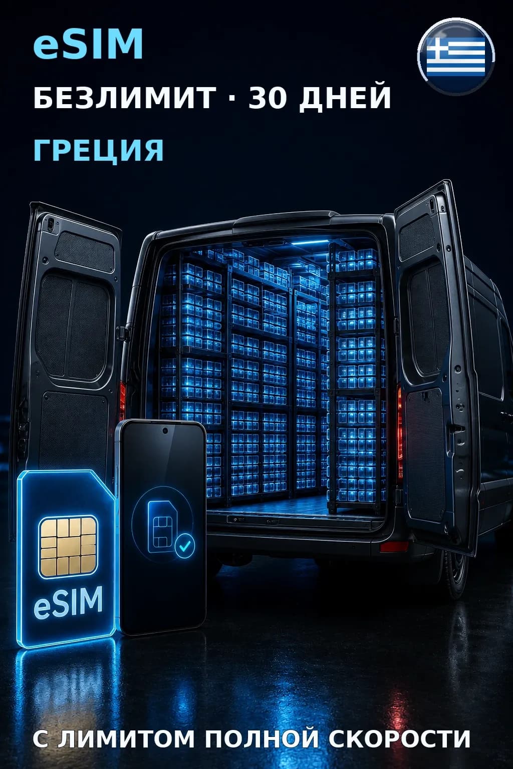 eSIM Греция — БЕЗЛИМИТ, 30 дней — интернет