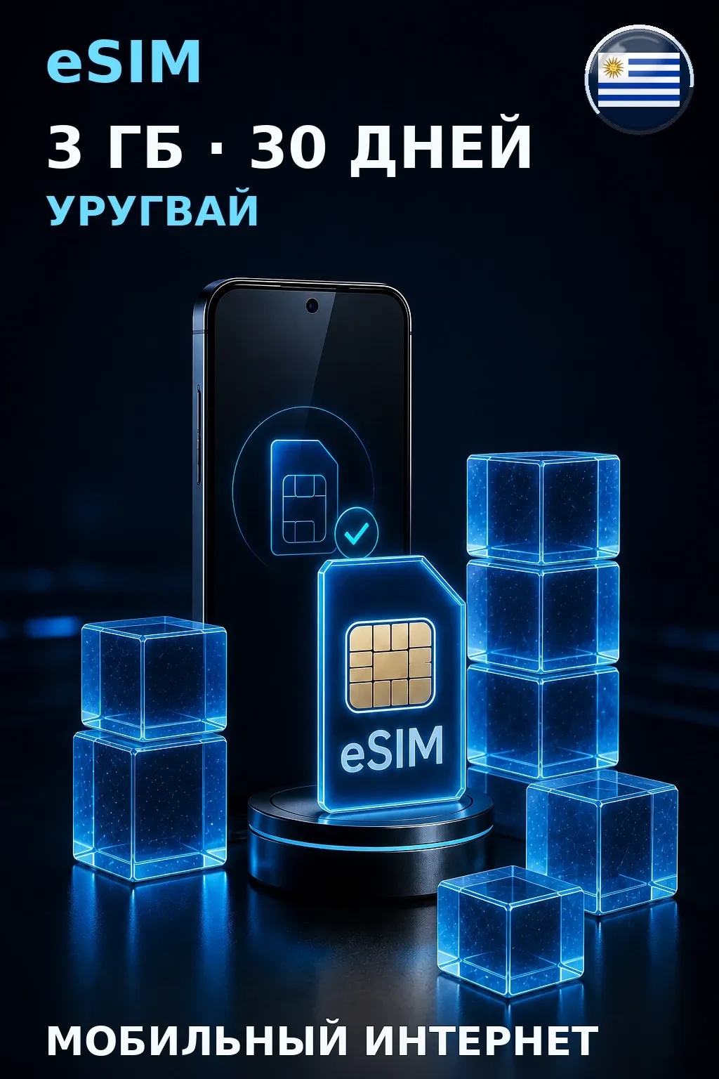 eSIM Уругвай — 3 ГБ, 30 дней — интернет