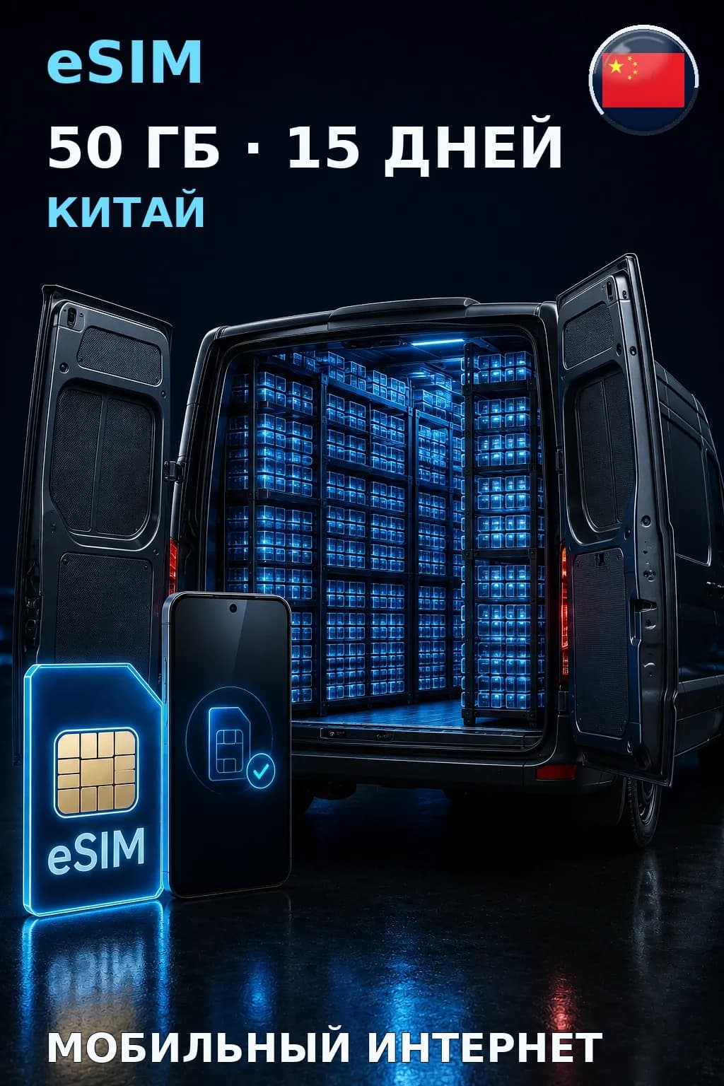 eSIM Китай — 50 ГБ, 15 дней — интернет