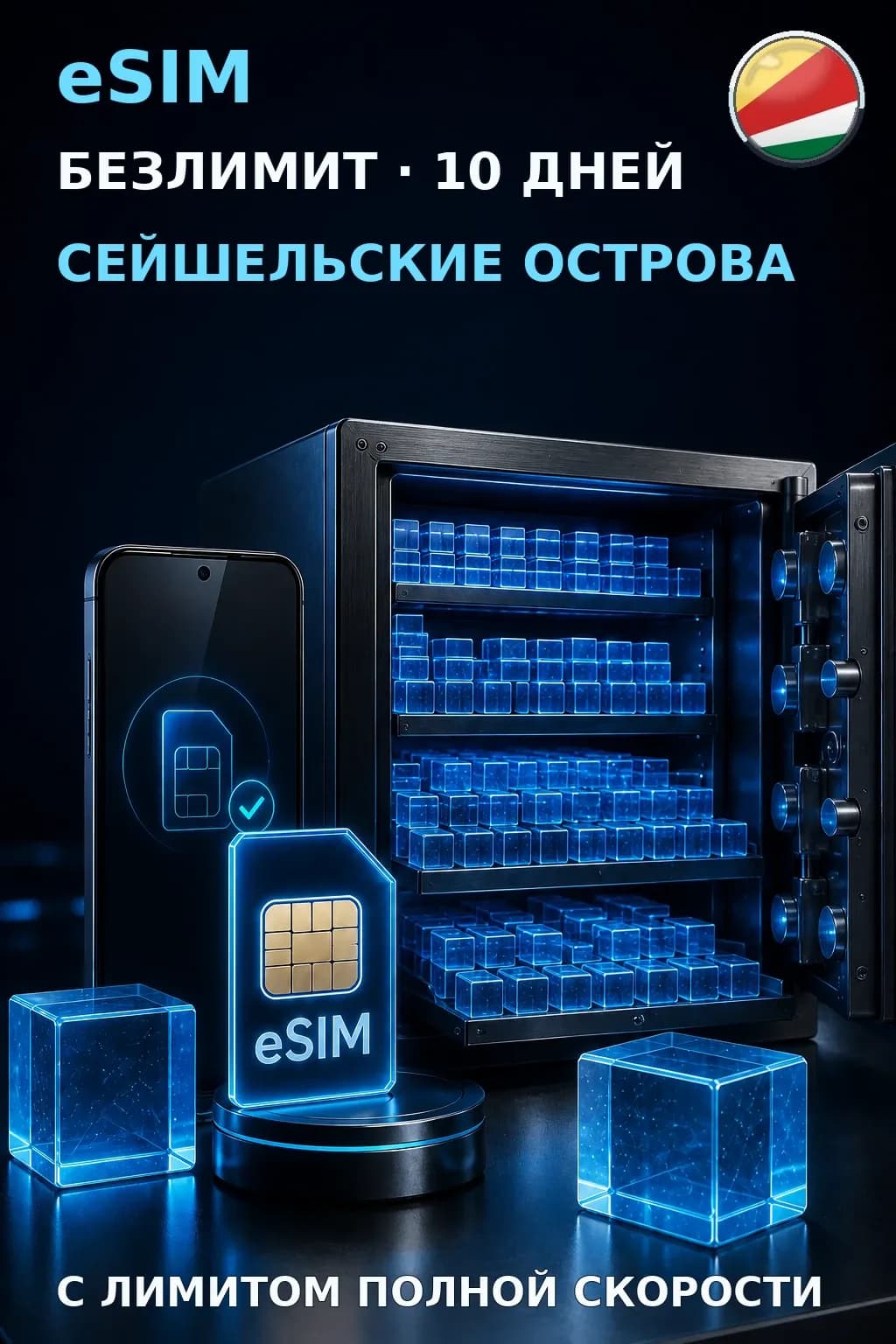 eSIM Сейшельские Острова — БЕЗЛИМИТ, 10 дней — интернет
