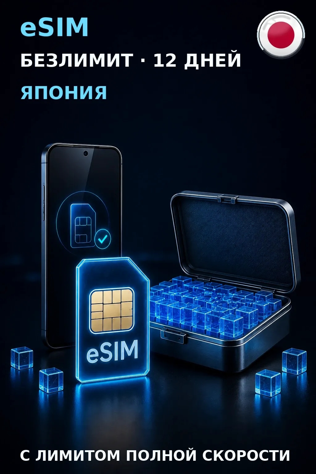 eSIM Япония — БЕЗЛИМИТ, 12 дней — интернет