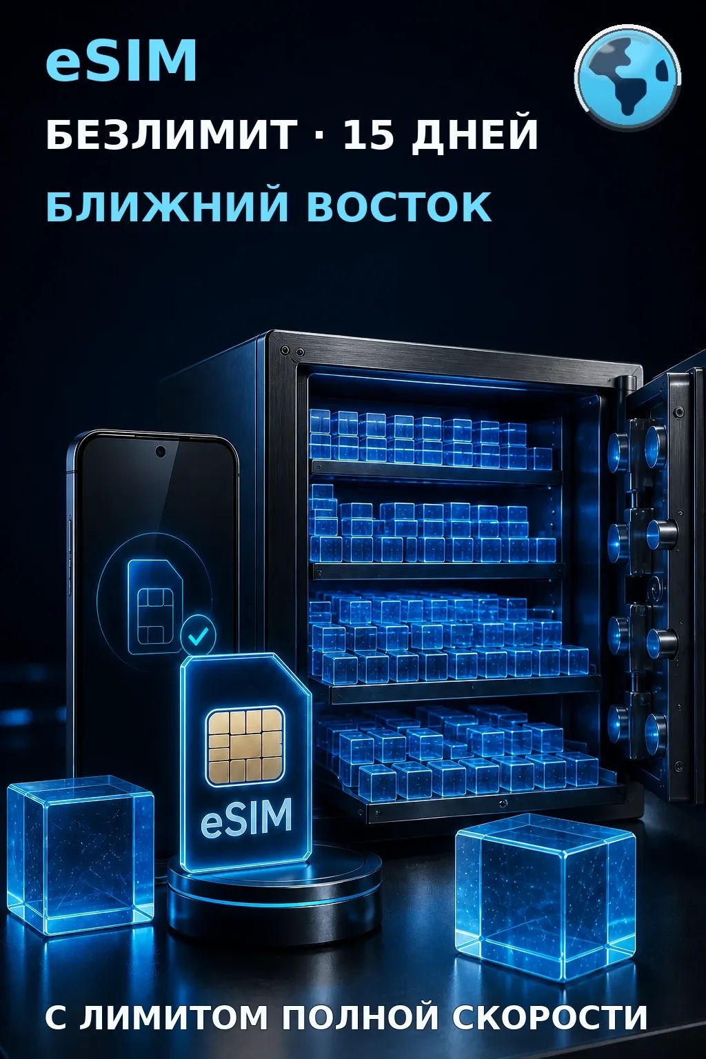eSIM Ближний Восток — БЕЗЛИМИТ, 15 дней — интернет